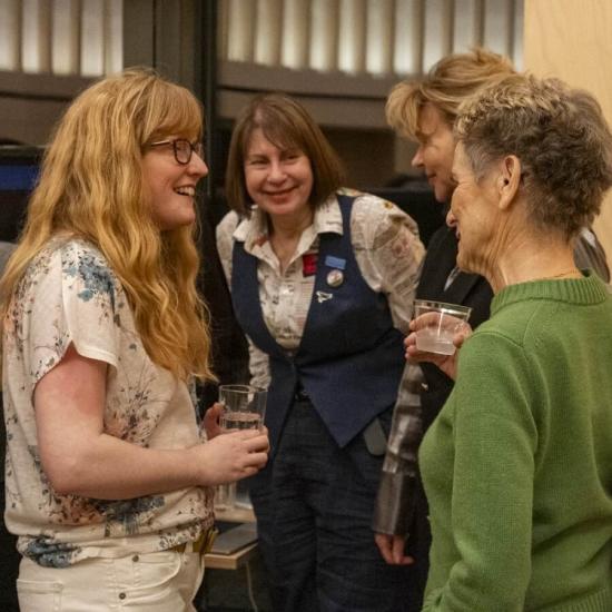 Cat Crosseley (left) at the Quakers' Women's History Month event 2024