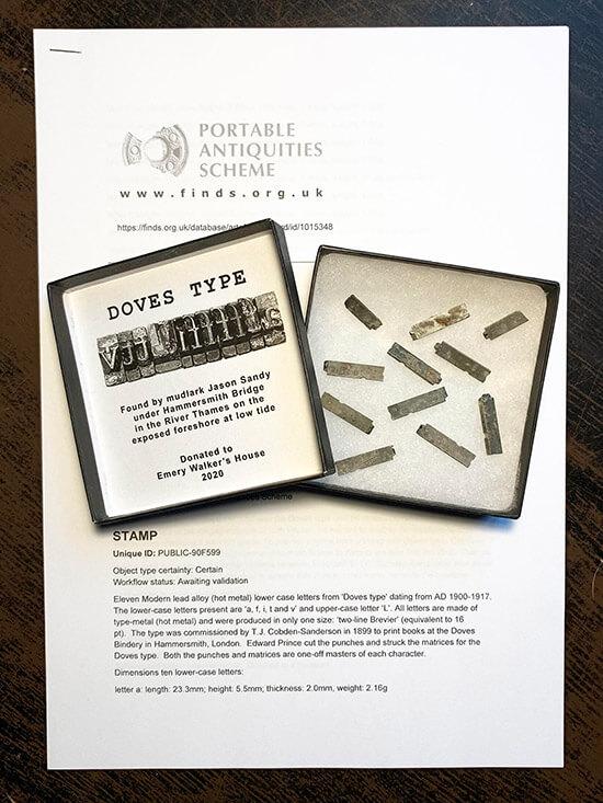 Doves Type in a presentation box donated to Emery Walker's House in 2020