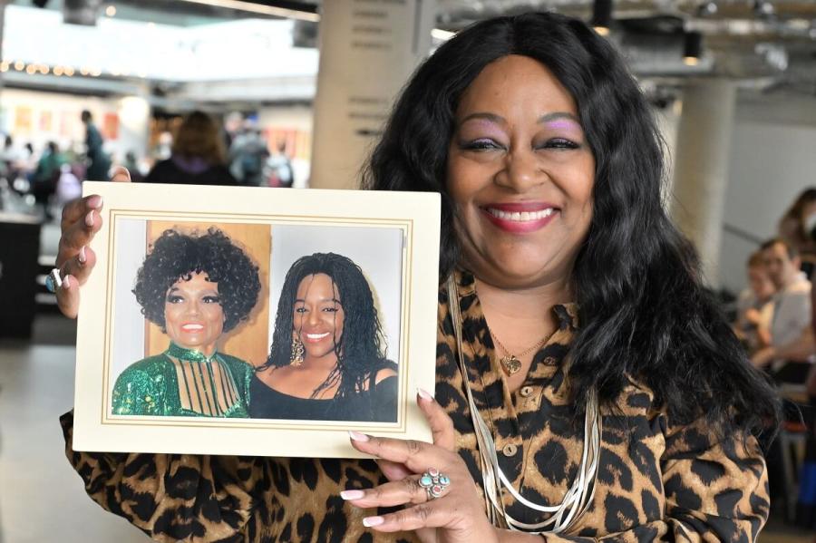 Kym Mazelle with a photo commemorating hers and Kitts first time meeting in 1989