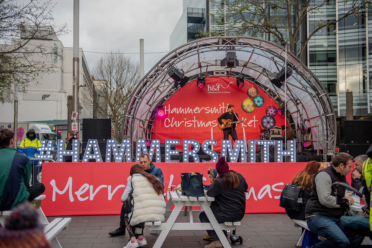 Hammersmith Winter Festival's stage in Lyric Square