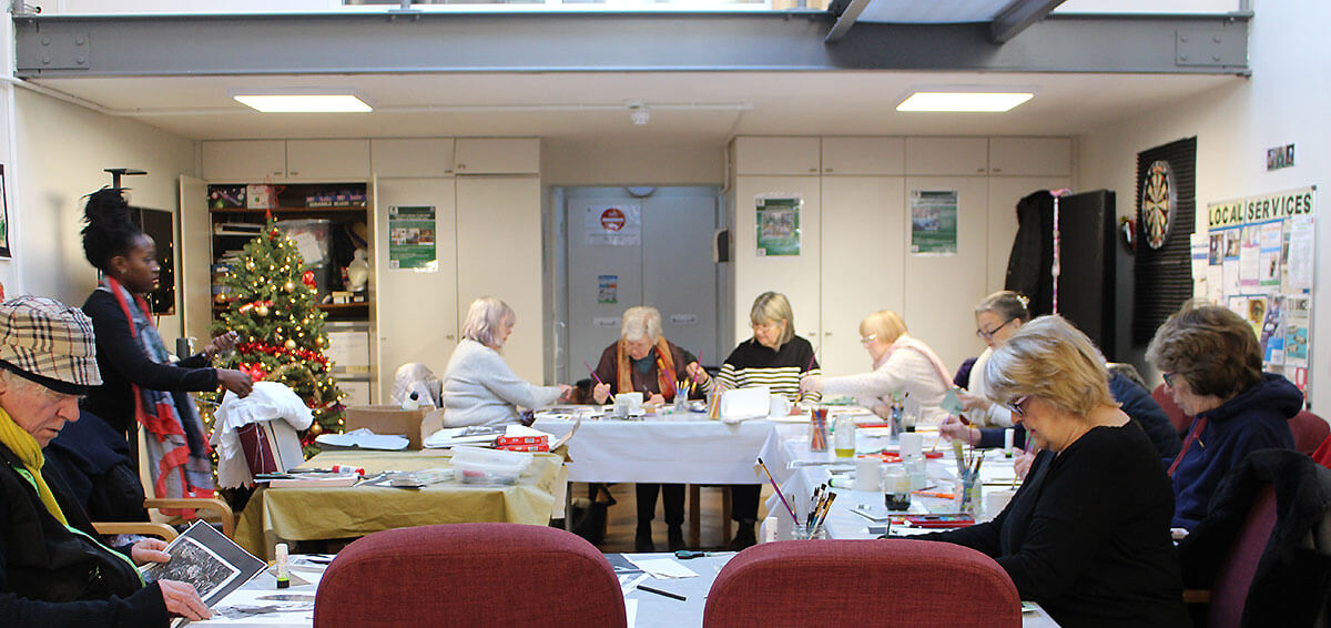 The Fulham Good Neighbours weekly art group at work