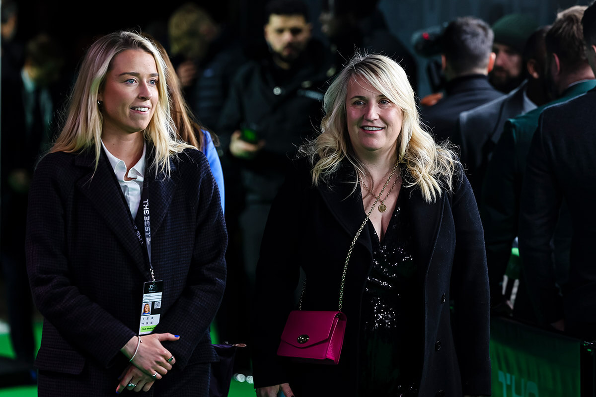 Chelsea manager Emma Hayes (right) arrives at the Hammersmith Apollo for The Best FIFA Football Awards