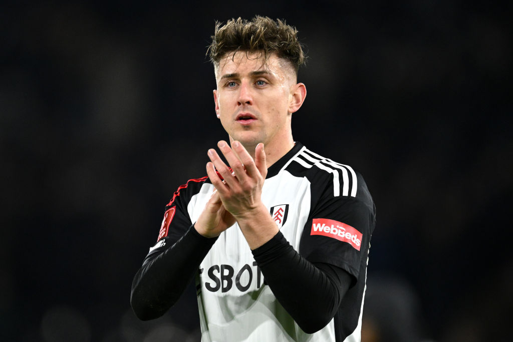 Tom Cairney of Fulham claps the fans after the FA Cup defeat to Newcastle United.
