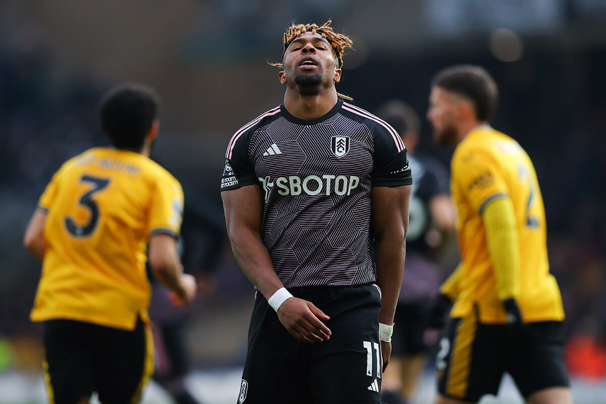 Fulham's Adama Traore reacts after a missed chance at Molineux