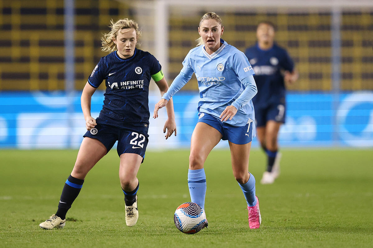 Chelsea's Erin Cuthbert (left) and City's Laura Coombs