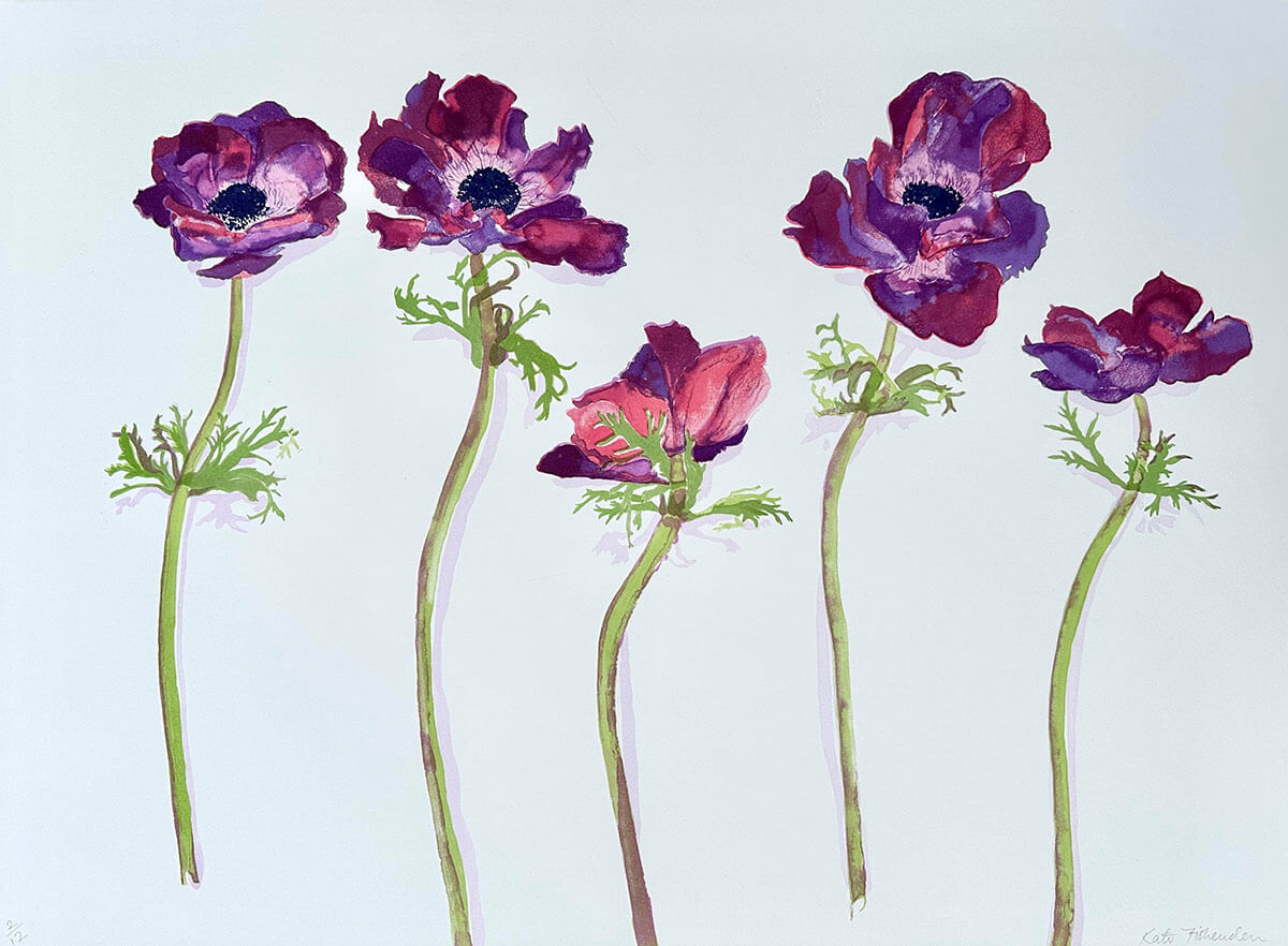 Anemones by Kate Fishenden will be shown as part of the Askew Gallery's inaugural show, For The Love of Flowers