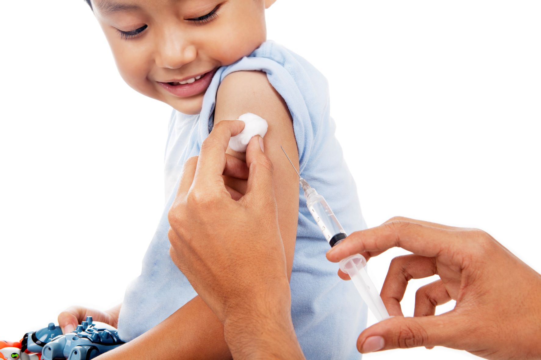 A young boy receiving a polio injection.