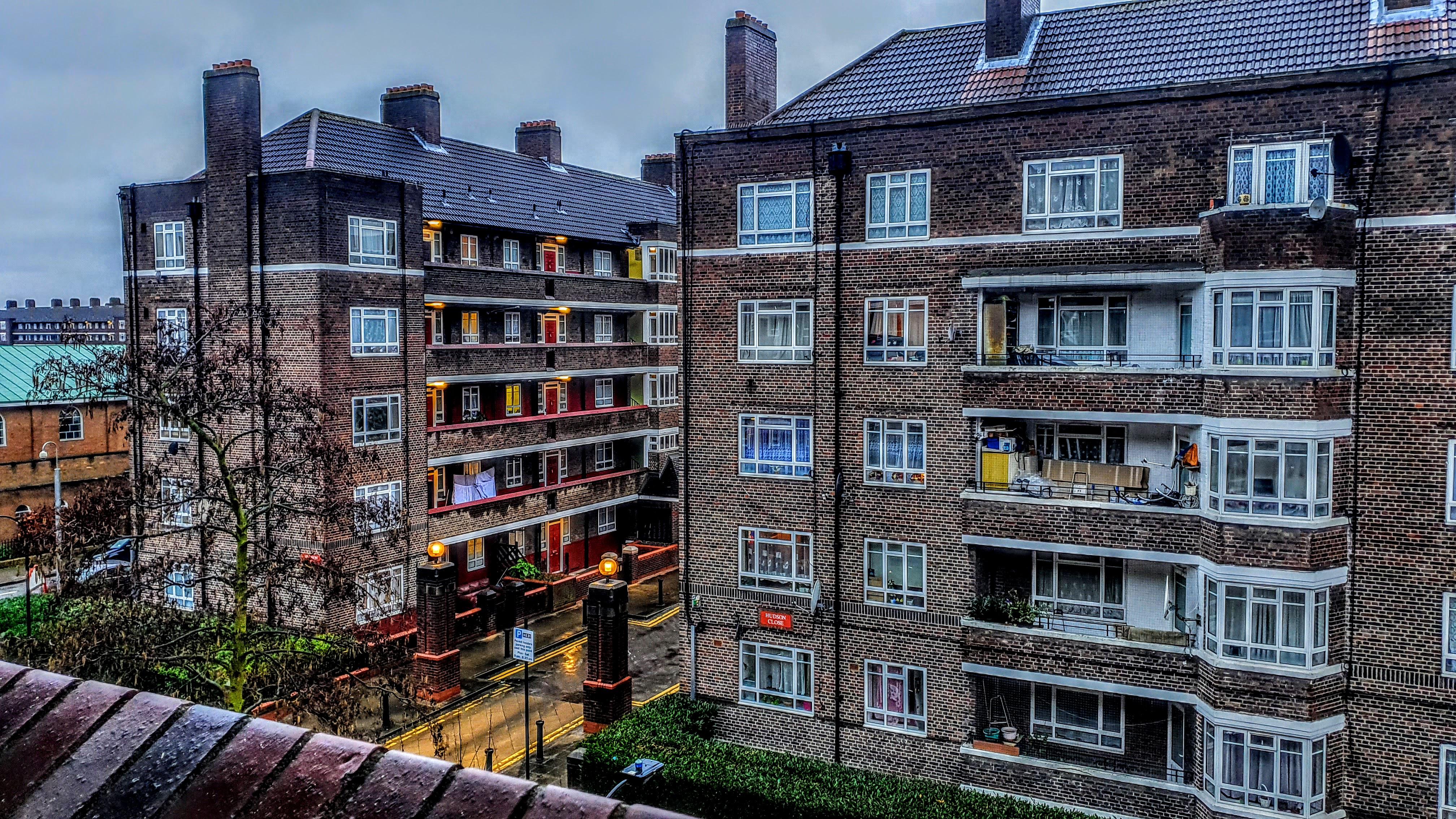 The White City Estate at dusk