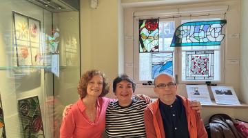 Pictured left to right are Gill Haynes, Elena Sivachenko and Ruben Agocs