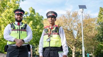 Officers from H&F’s Law Enforcement Team at one of the two new CCTV camera sites in Ravenscourt Park