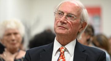 Barrie Stead pictured at the council’s AGM on 24 May 2023 where he was awarded Freedom of the Borough
