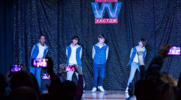 Best overall winners Dior, Yaqub, Jabril and Connor lip-syncing their way through a medley of boy band favourites