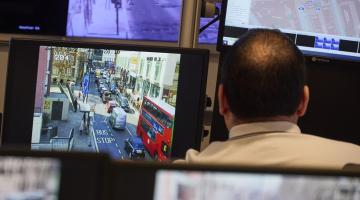 H&F CCTV operator reviewing footage of Fulham Broadway
