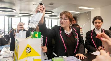 Fulham Cross Girls' School pupil trying out Avacta lab equipment 