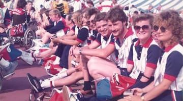 Tara Flood (second from right) at the New York 1984 Paralympic Games