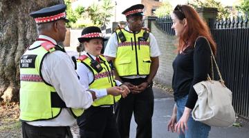 H&F Law Enforcement Officers engaging with residents about the new anti-harassment measures in Eelbrook Common, Fulham