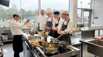 Chef Yoshihiko ‘Sushi Yoshi' Shida teaching students from North Hertfordshire