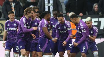 Rodrigo Muniz (centre right) celebrates scoring Fulham's second goal