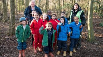 Old Oak Primary students at Forest School in Wormwood Scrubs