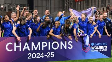 Chelsea celebrate victory and winning the Barclays WSL