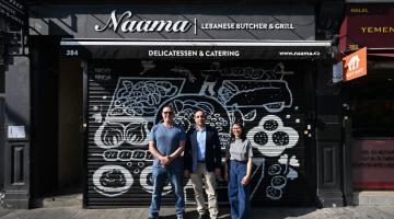 L-R: Moussa Merhi, director at Naama, Cllr Zarar Qayyum, H&F Cabinet Member for Enterprise and Skills, and Nicky Raysa de Tania, artist