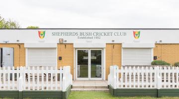 Shepherds Bush CC pavilion in Bromyard Avenue, Acton