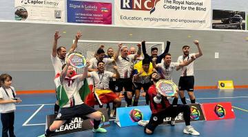 London International Futsal Club celebrate winning Tier 3 of the National Futsal League in Hereford