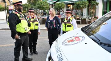 Cllr Rebecca Harvey, Cabinet Member for Social Inclusion and Community Safety, with LET officers