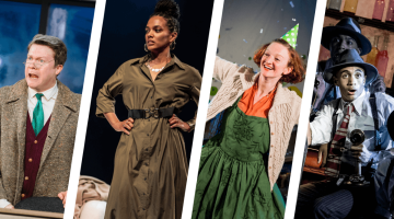 Lyric shows L-R: Accidental Death of an Anarchist (credit: Helen Murray), God of Carnage (credit: The Other Richard), Snow Baby (credit: Lyric Hammersmith), Bugsy Malone (credit: Manuel Harlan)