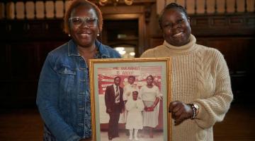 L-R: Cllr Holder, Mayor of H&F, with local resident and their roadshow entry