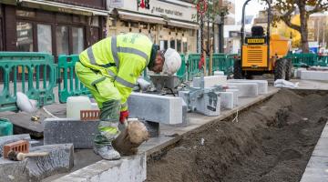 Contractors at work in King Street