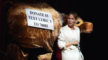 Mel Giedroyc on stage A Very Musical Birthday