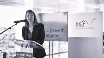 Professor Alice Gast of Imperial College London helps launch H&F's industrial strategy in July 2017 in White City