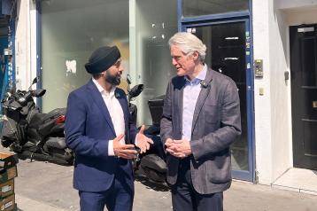 H&F Deputy Leader Cllr Ben Coleman with new Fulham postmaster Ajinder Kapoor. The post office will open in North End Road in June.