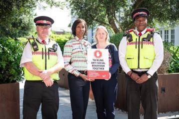 Cllr Frances Umeh and Cllr Rebecca Harvey flanked by LET officers Chris (left) and Neville (right)