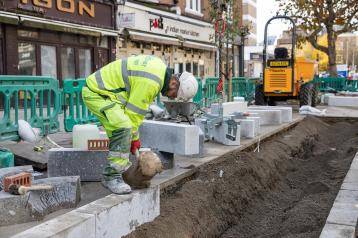 Contractors at work in King Street