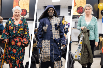 Macbeth Centre clothes making students showing off their designs in a fashion show