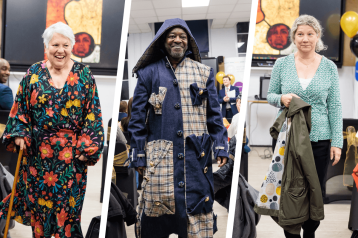 Macbeth Centre clothes making students showing off their designs in a fashion show