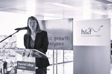Professor Alice Gast of Imperial College London helps launch H&F's industrial strategy in July 2017 in White City