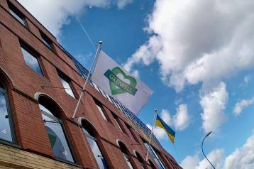 Grenfell flag at 145 King Street, Hammersmith