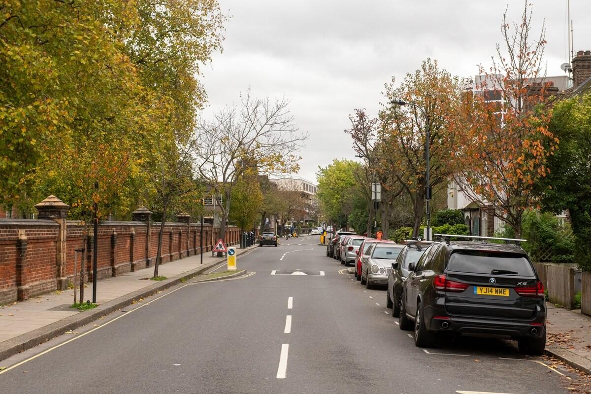 Cars parked in Peterborough Road, SW6
