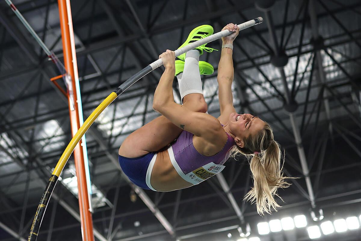 Pole vaulter Molly Caudery at the World Indoor Championships in Nanjing, China