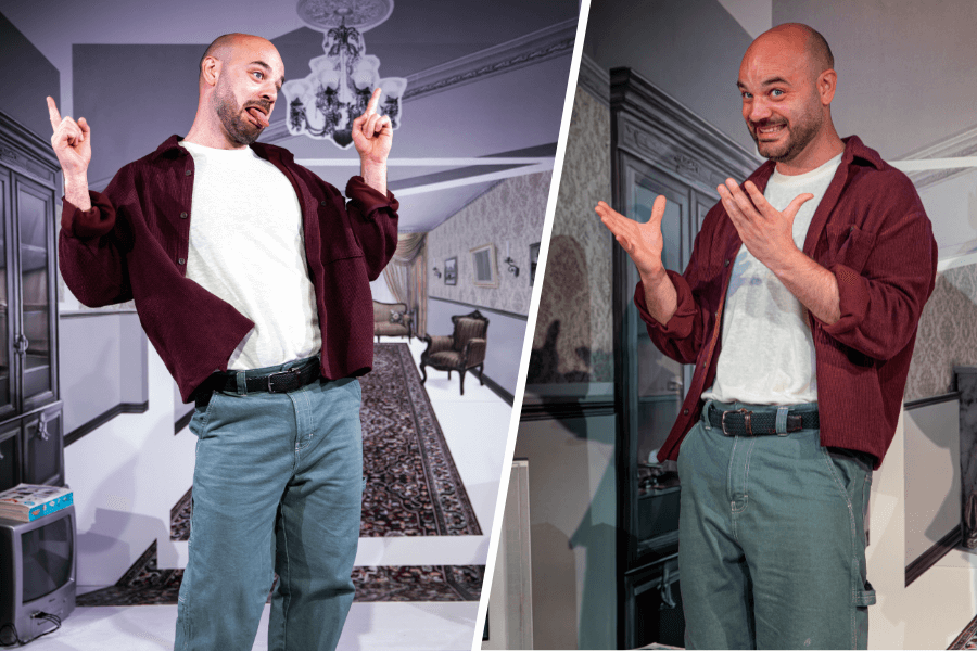 Tommy Sim'aan as Laith in 'Insane Asylum Seekers' at Bush Theatre