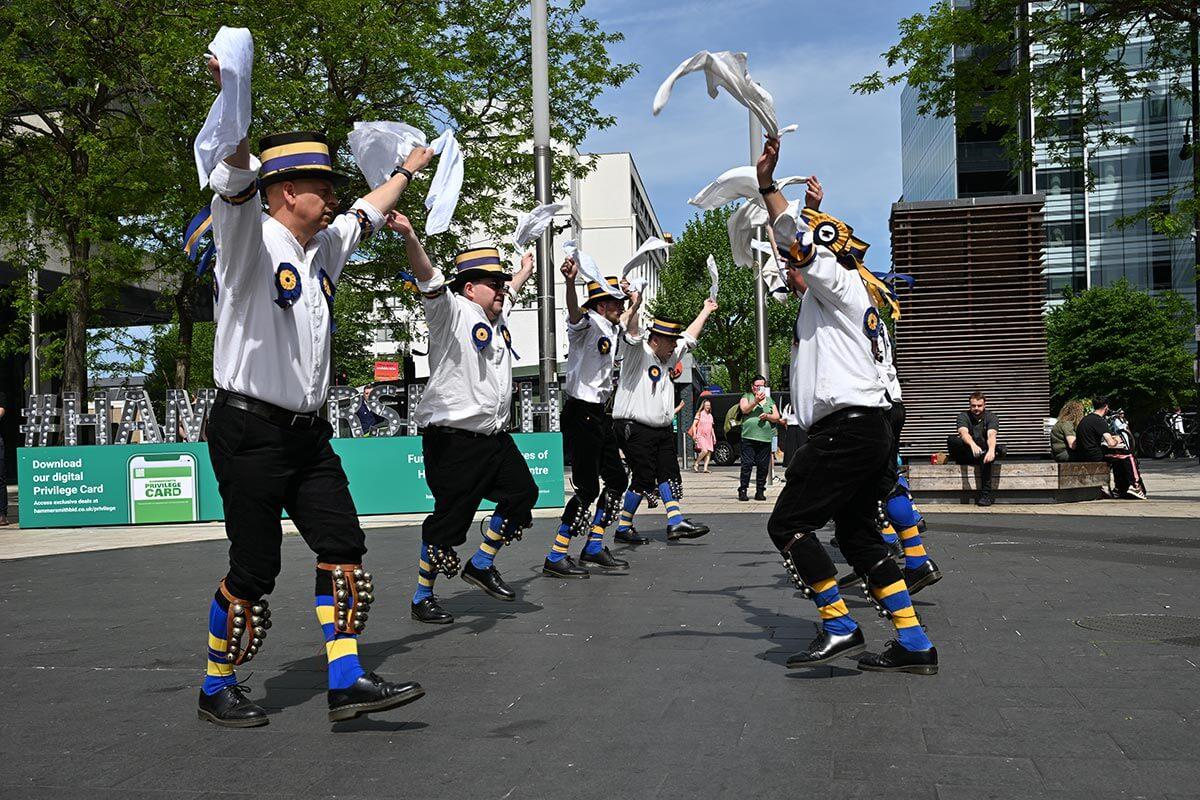 Morris men dancing at May Madness on Starch Green