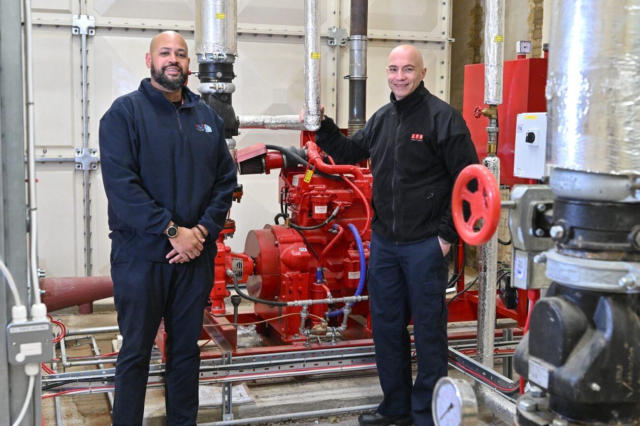 LFB Hammersmith Station Commander James Berry (right) and H&F Fire and Structural Safety Project Manager Dane Christie (left) at Woodford Court