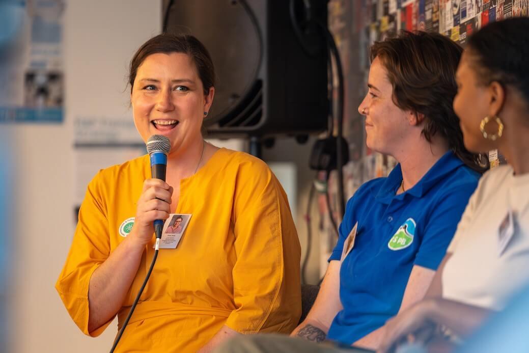 H&F Climate Summit 2025, pictured from left: Etta Dale, Repowering London; Kate McVay, RSPB and idverde; and Samantha Kidjo, Startup Discovery School