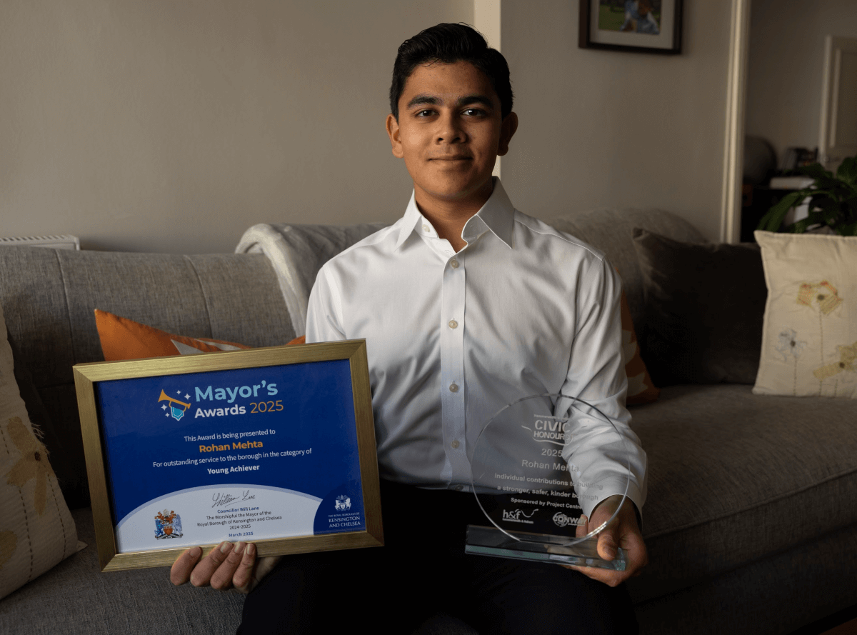 Rohan with his Civic Honour and RBKC Mayor's Award