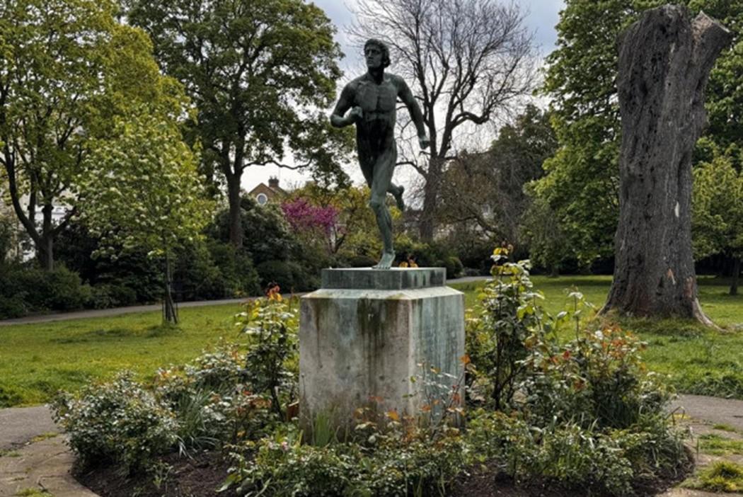 The Greek Runner statue in St Peter’s Square Gardens, Hammersmith