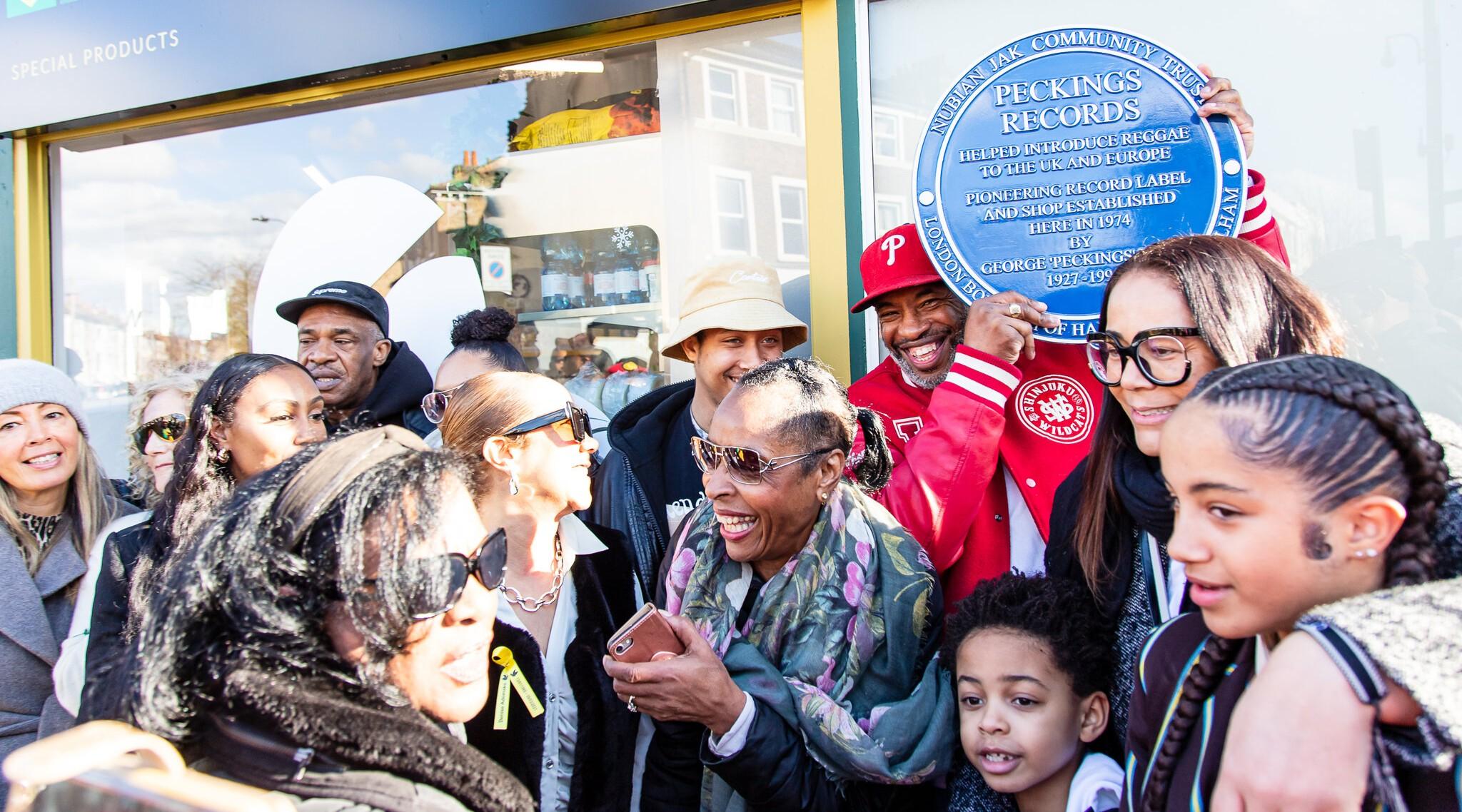 Residents celebrate Peckings Records' blue plaque