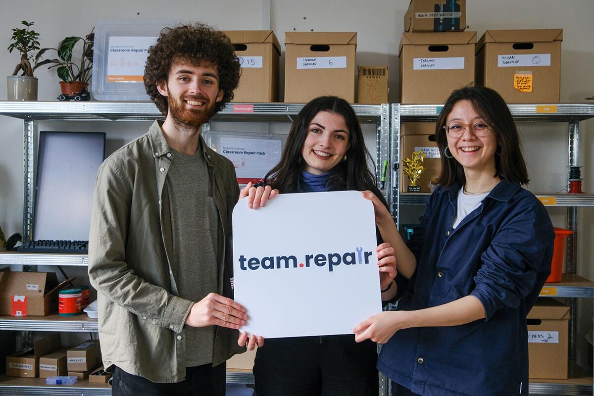 L-R: Team Repair's Oscar Jones, Megan Hale and Anaïs Engelmann